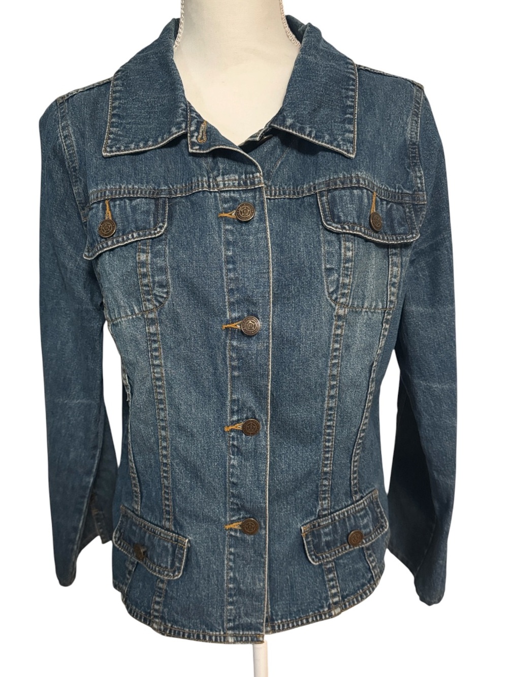 90’s Y2K Blue Jeans Co. Tailored Denim Blazer Jacket EVC Sz Vintage Large=Sz Med